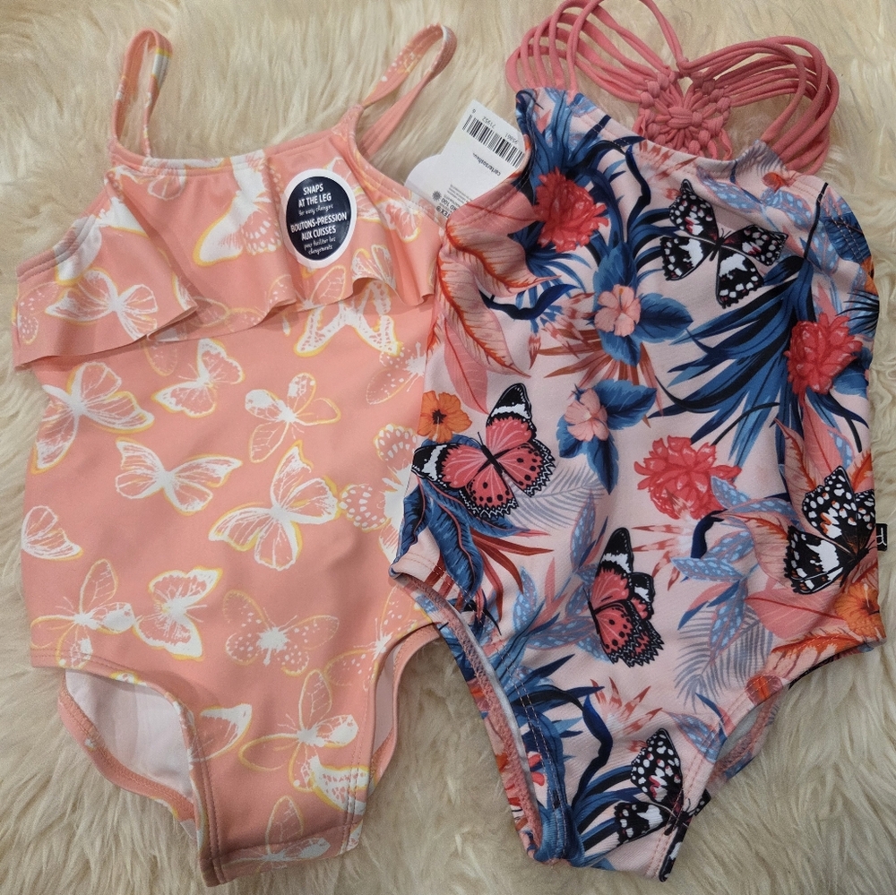 Set of 2 Butterfly Print Swimsuits